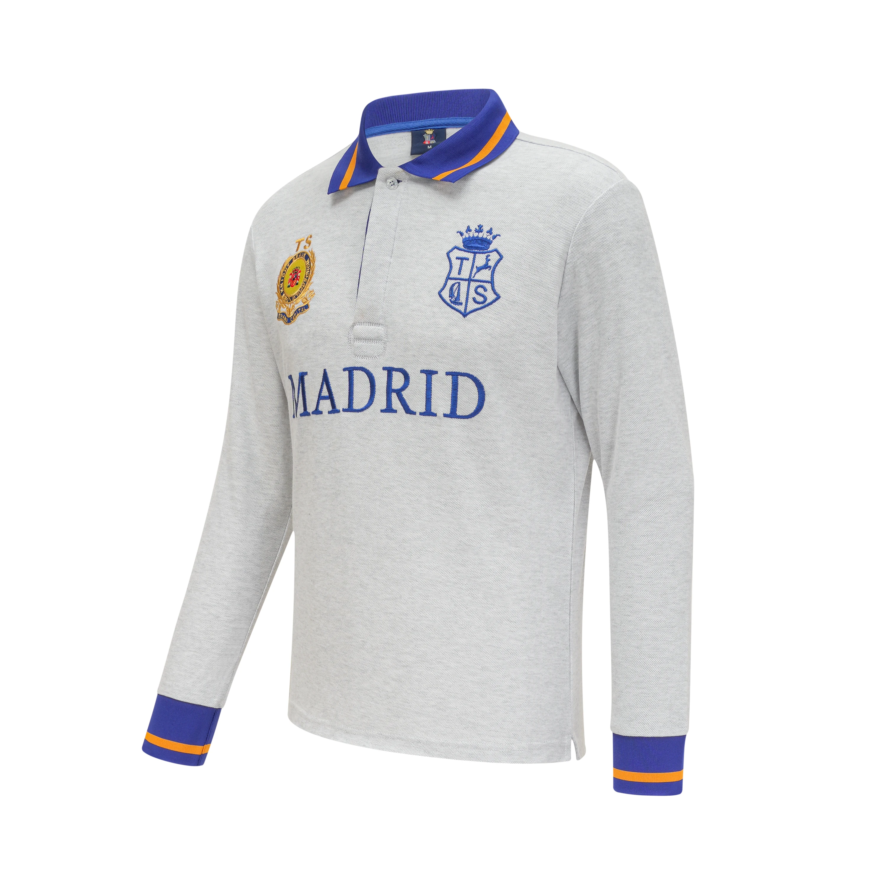 Men's polo shirt Madrid long sleeve casual high-end cotton embroidery luxury stitching contrast color original design