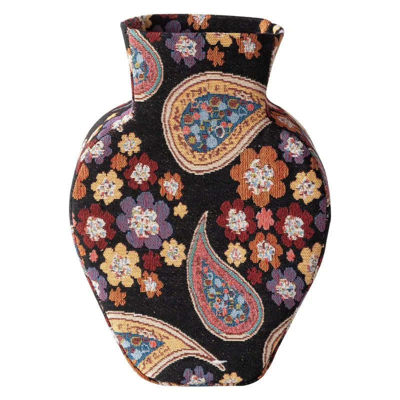 

Time and Cloth Art Style Fabric Vase Ornament Living Room Tabletop Flower Arrangement American Retro Home Furnishings