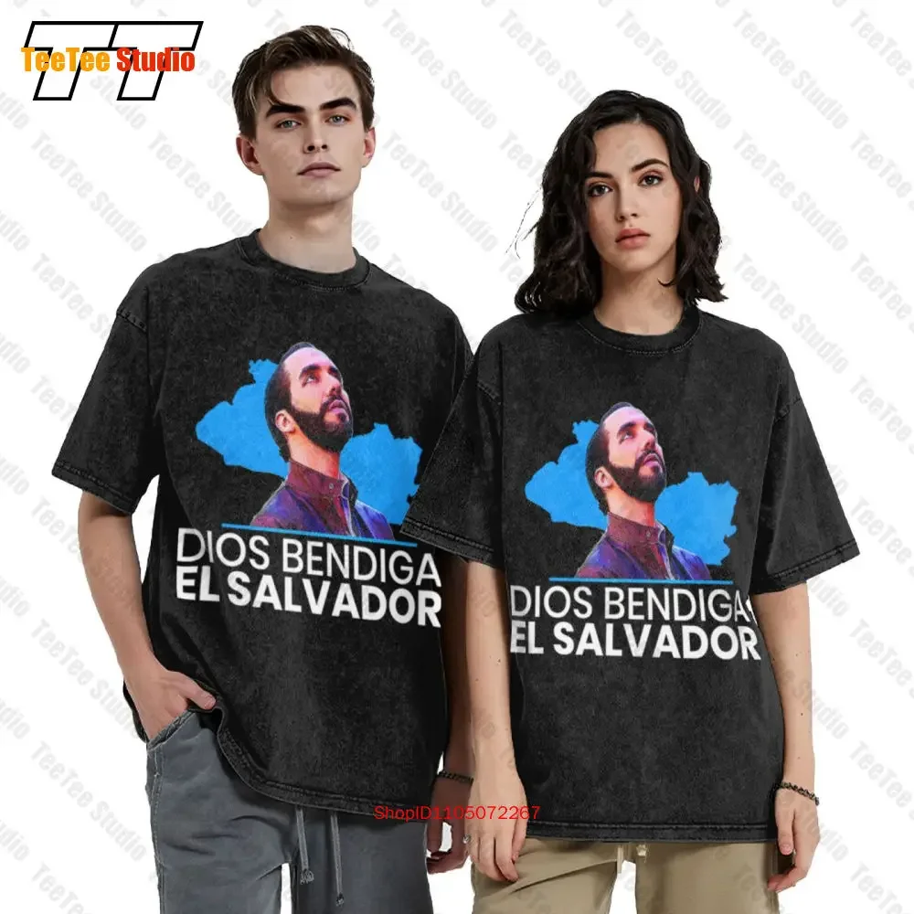 Dios Bendiga El Salvador Nayib Bukele Presidente Vintage Oversized T-Shirt Tee AX3R