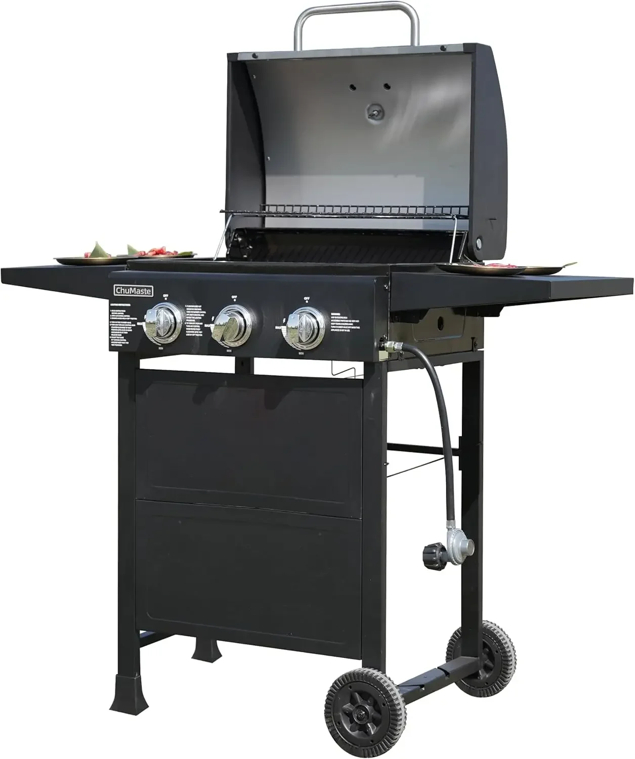 

3 Burner Propane Grill 30,000 Btu Patio Garden Bbq Grill with Two Foldable Shelves Corrosion Resistant (Basic)