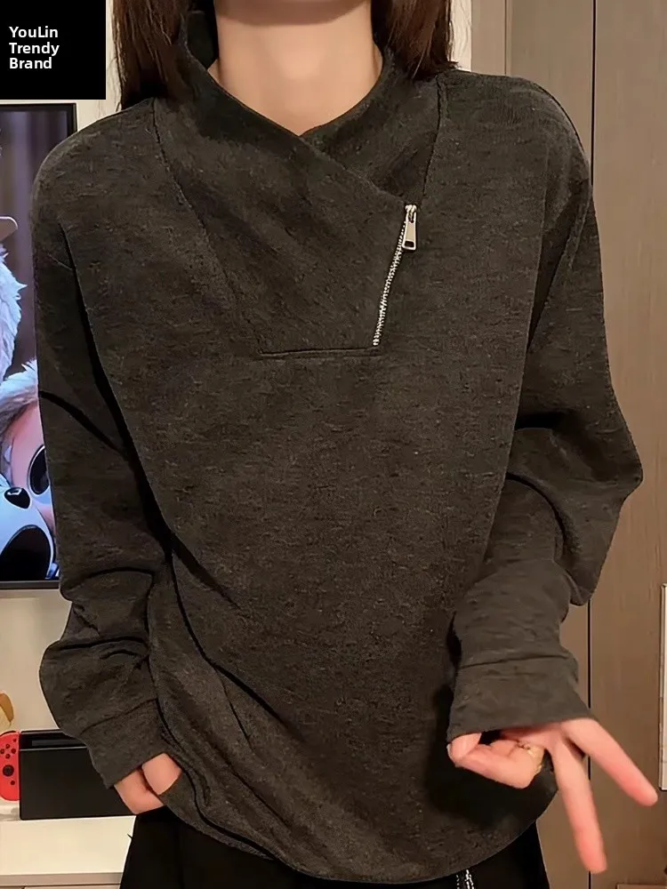 

Мужская флисовая толстовка на молнии с высоким воротником, в американском стиле, зимняя, теплая, утолщенная, повседневная, свободного кроя, с длинным рукавом