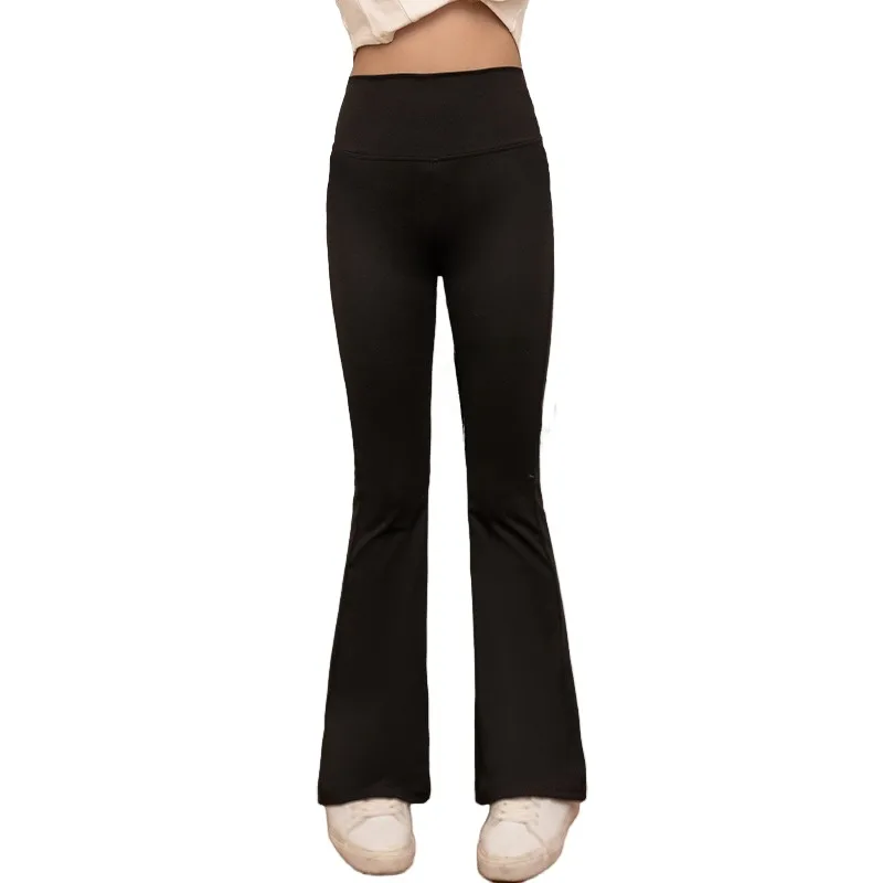 Flare Leggings for Girls Black Pink Casual Soft High Waist Teenager Leggings Clothes Long Bootcut Pants Kids Dance Bottoms