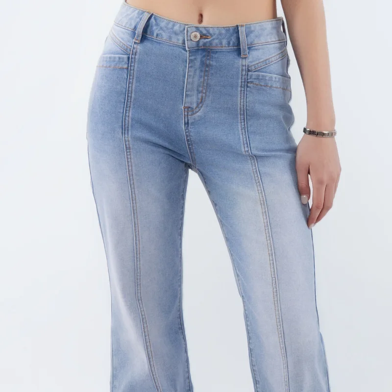 Denim Pant Women Jeans Wide Leg Long Pants Slim Fit High Waist Straight Trousers Y2k Streetwear Elegant Splice Work Autumn
