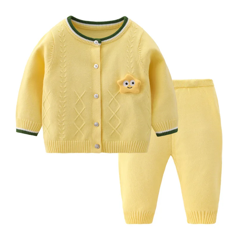 Newborn Baby Sweater Sets 2pcs Long Sleeve Knitted Cardigan+Pants Knitting Suit New Autumn Winter Baby Boys Girls Clothes Set