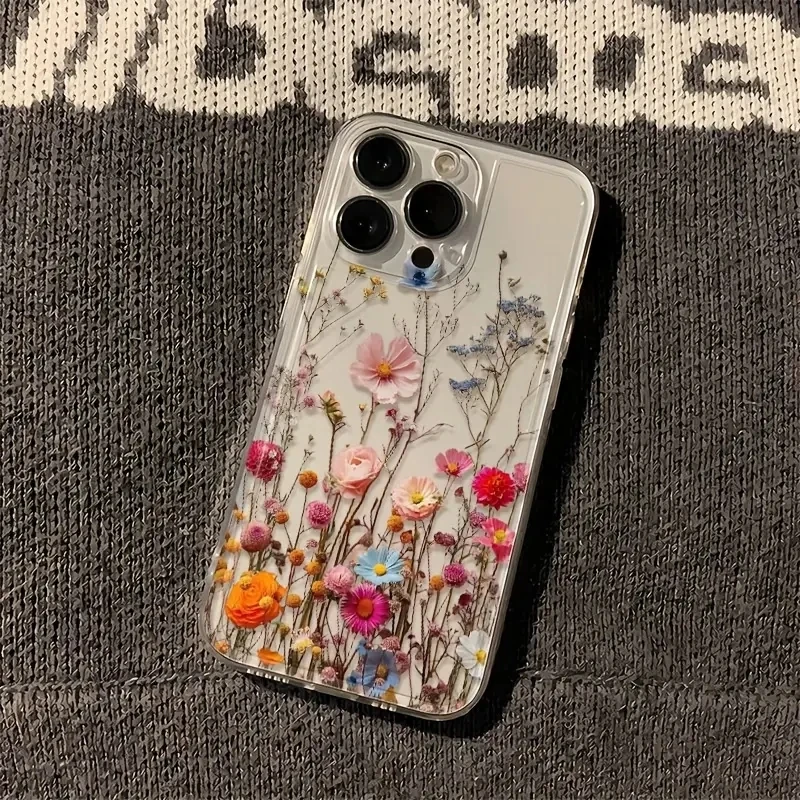 Vintage Wild Flower Clear TPU Phone Case For Samsung Galaxy S26 S25 S24A54 A56 S23 Note 20 Ultra S22 Plus A55 A34 A26 A36  Cover