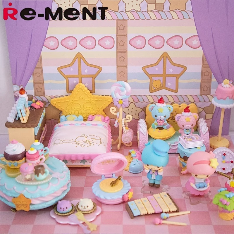 Re-ment Sanrio Little Twin Stars Pastel Sweets Room Blind Box Miniature Dollhouse Furniture Figurine Collection Set of 8 Types