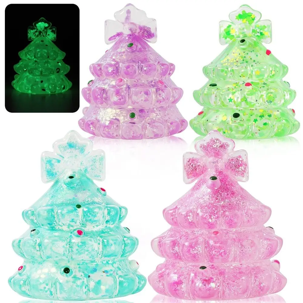 Glow In The Dark Pinching Christmas Tree Shaped Slow Rebound Squeezable Fidget Stress Release Soft Squeeze Material