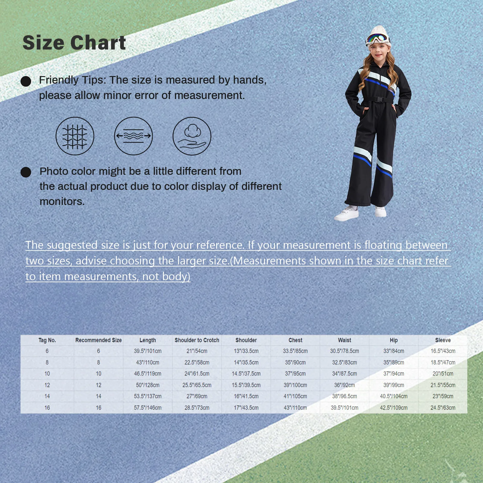 Kids Girls Ski Hooded Skating Dance Jumpsuit Costumes Long Sleeve with Belt Skiing Camping Snowboarding Mountaineering Costumes