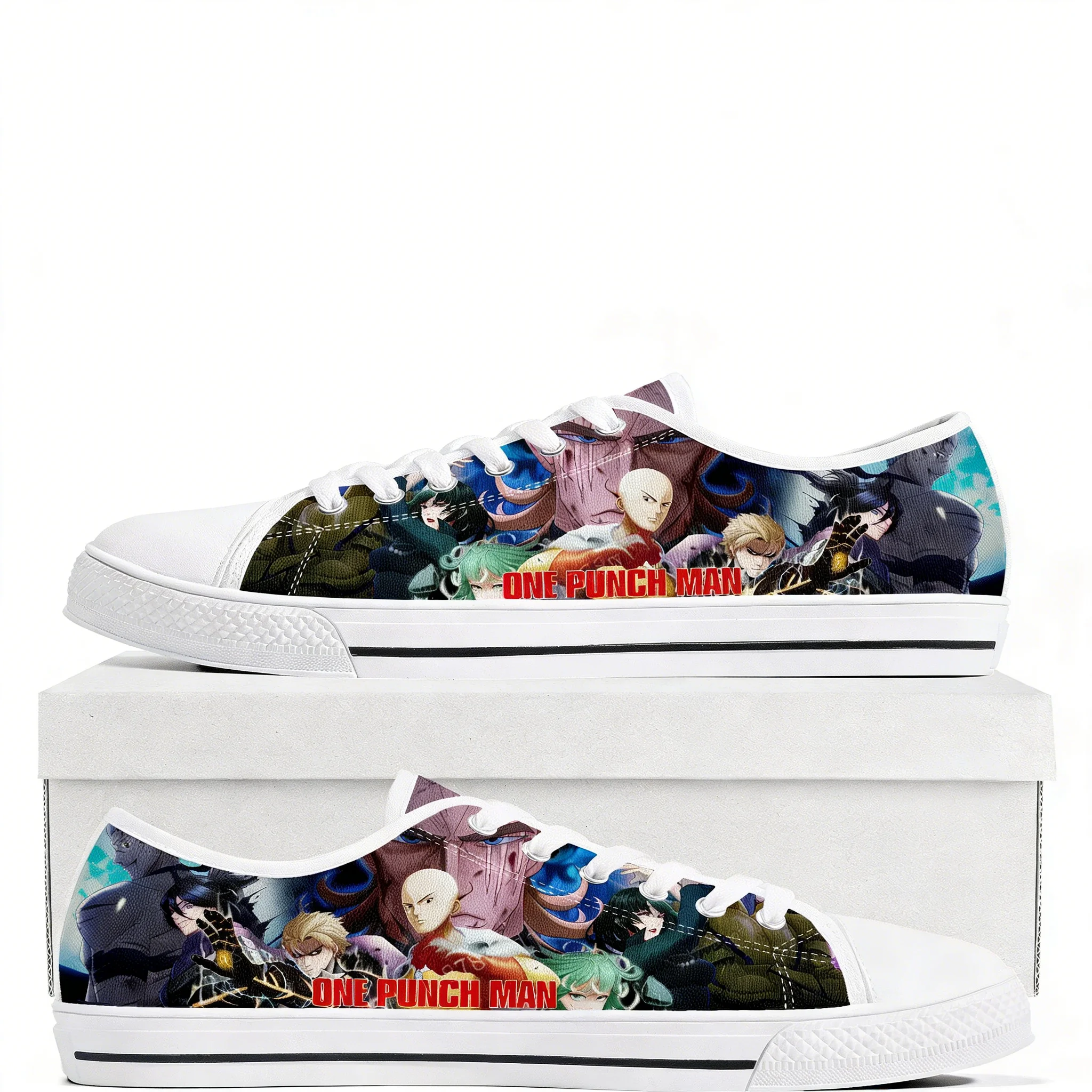 

One Punch Man Low Top Sneakers Womens Mens Teenager Saitama High Quality Canvas Sneaker Couple Comics Manga Custom Made Shoes