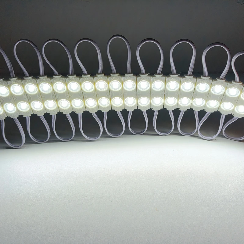 100 قطعة/الوحدة 12 فولت 2LED وحدة حقن مع عدسة 2835 SMD 1.2 واط إضاءة مقاومة للماء وحدة الإعلان تصميم تسجيل الخلفية