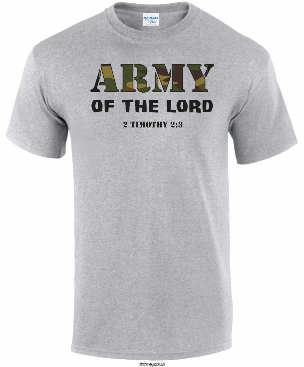 Newest Men's Funny Summer Men Clothing Army Of The Lord Timothy Bible Scripture Prayer Christian Skate T shirt