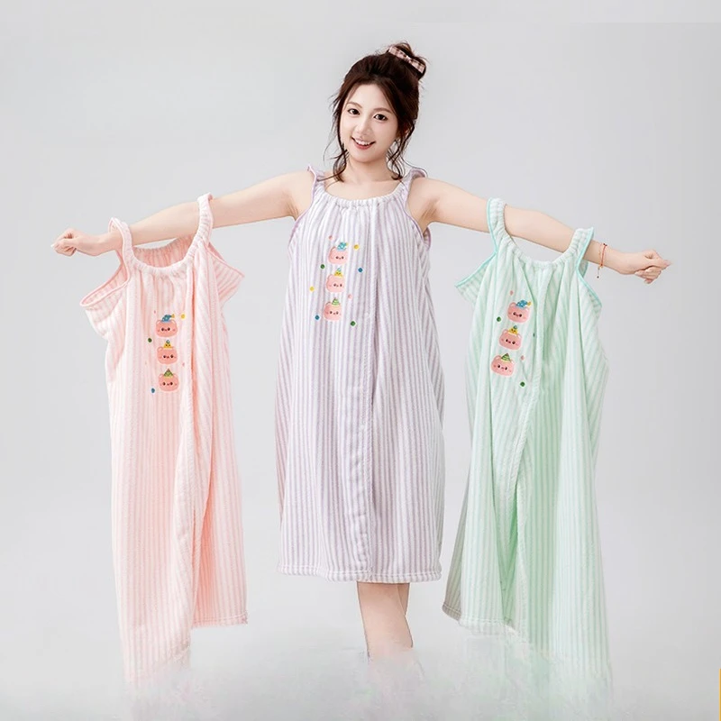 Strapless Towel Cartoon-style Bathrobe Thickened Highly Absorbent and Quick-drying Use Long-length Wearable Strapless Bath Dress