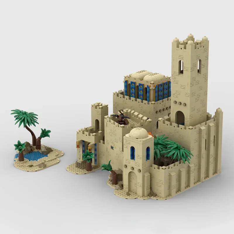 Medieval Castle Model Moc Building Blocks Medieval Oasis Castle Model Technology Brick DIY Assembly Construction Toy Gift