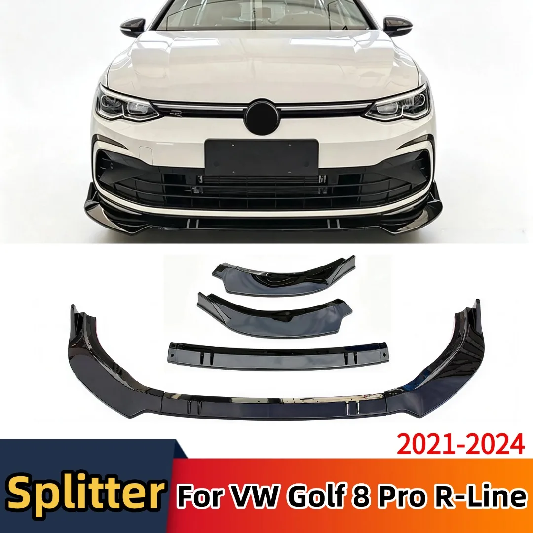 Front Air Dam Splitter Bumper Diffuser Lip Spoiler Deflector Tuning Car Styling Accessories For VW Golf 8 Pro R-Line 2021-2024