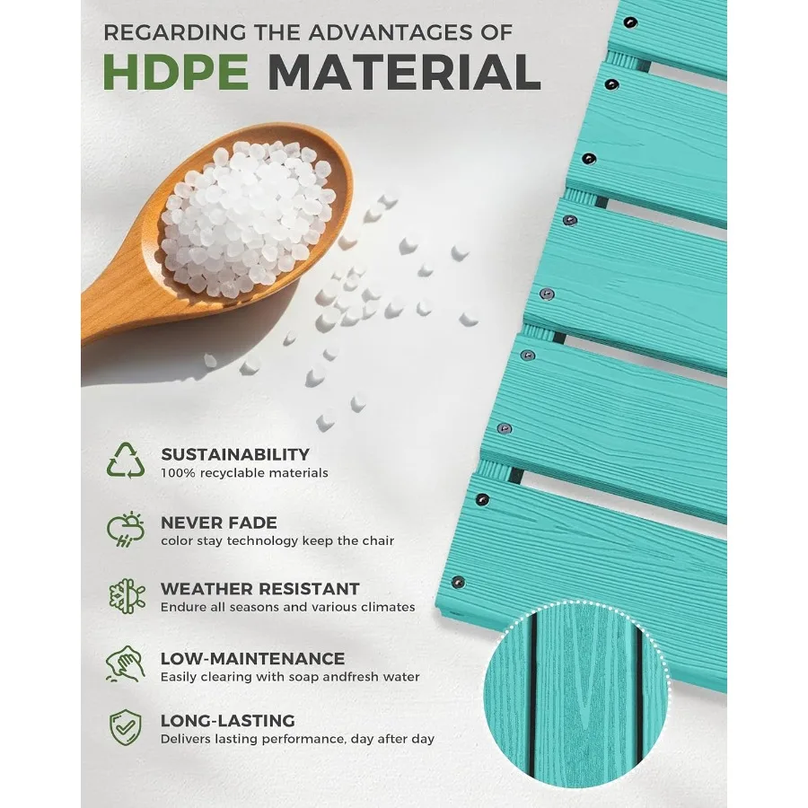 Mecedora de gran tamaño para exteriores, mecedora de porche con respaldo alto, HDPE, resistente a todo tipo de clima, para Patio, peso de 380 libras