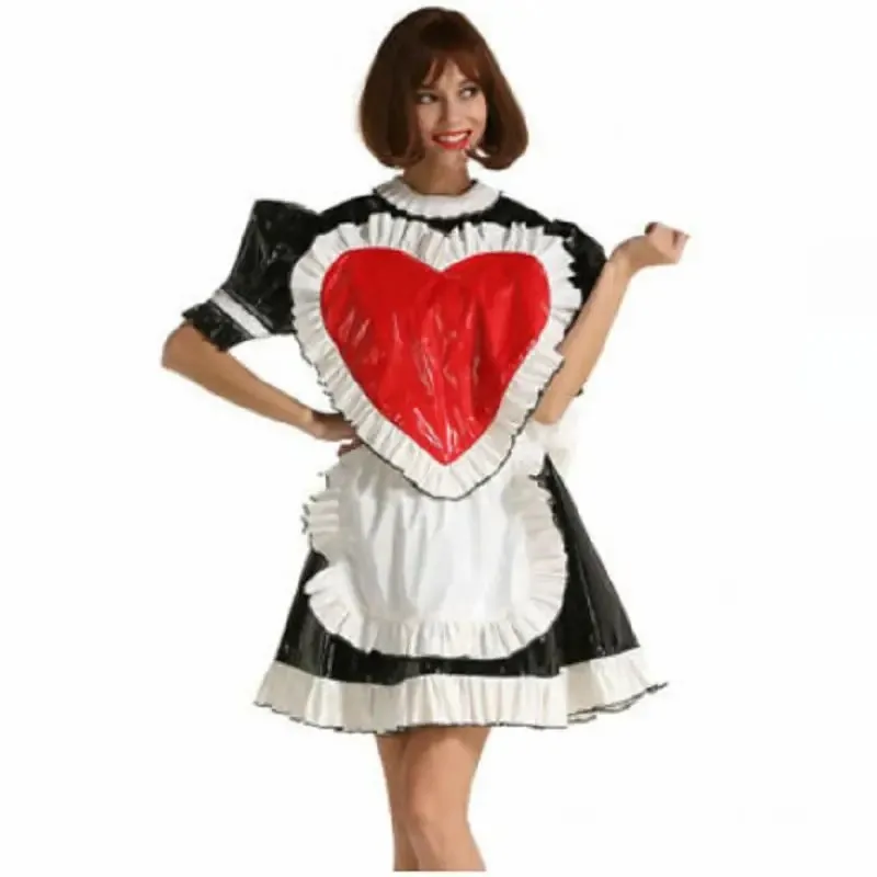 

Sweet Big Heart Sissy Sexy Maid Dress Lockable PVC Dress Adult Custom Fantasy Carnival customized