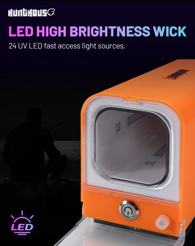Hunthouse UV-Akkumulator LED-Ultraviolettlampe 21,5*10,5*7cm für leuchtende Angelköder, Zusatzlicht, Angelwerkzeug LW318 – Detail 8