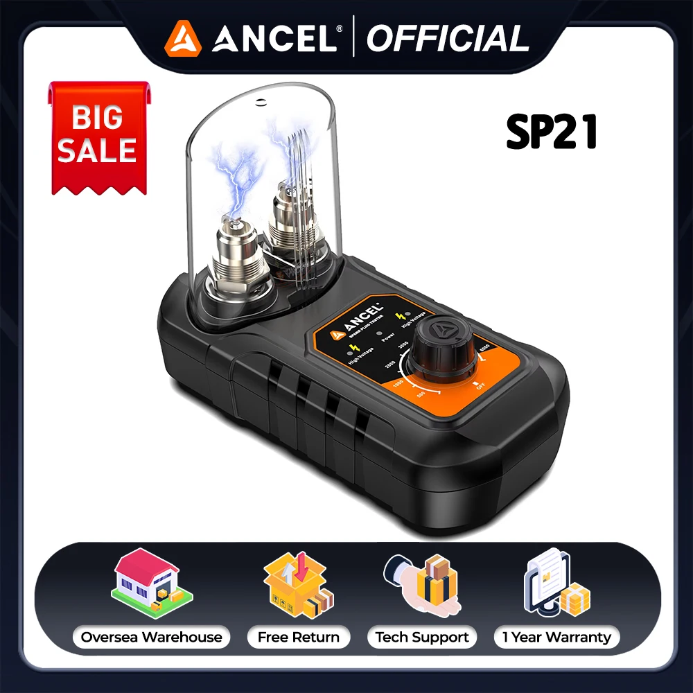 

ANCEL SP21 Spark Plug Tester 0-6000RPM Dual Holes Automotive Spark Plug Tool For 12V Car Motorcycle Engine Ignition Analyzer