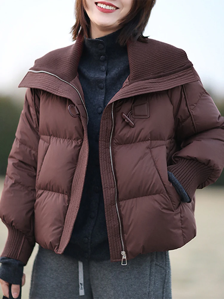 

Korean Style Short Knitted Thickened Cotton Jacket Women's Winter New Fashion Windproof Warm Collar Coat Comfortable Fit Zipper