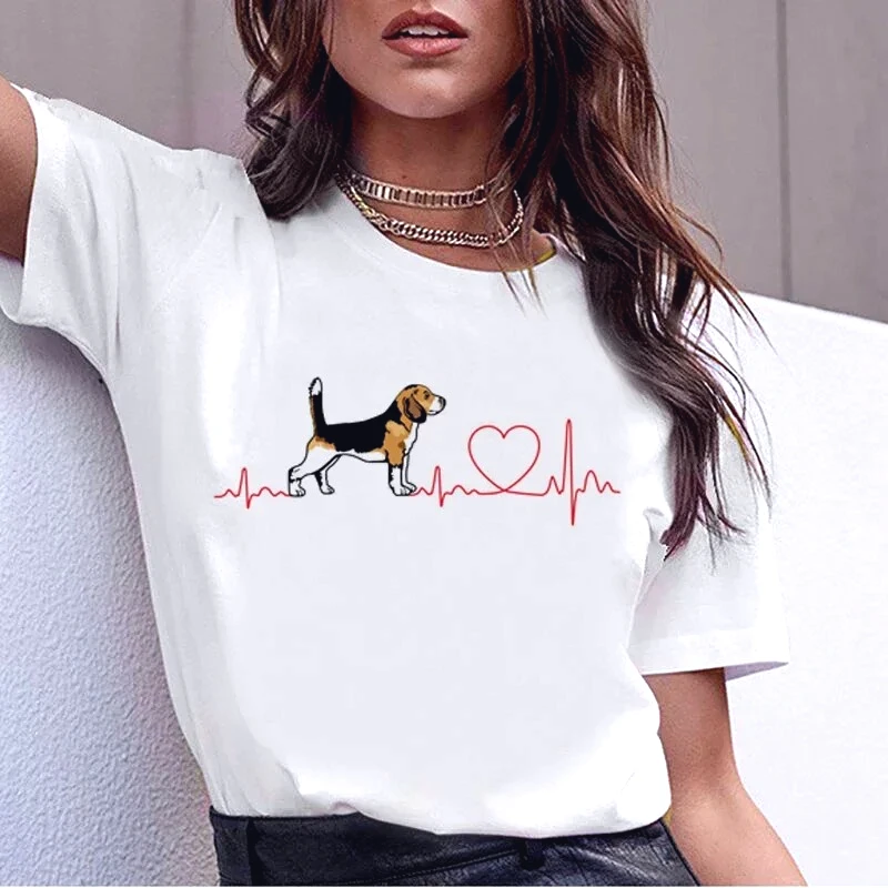 Bull Terrier Rottweiler Kawaii Printed TShirt Women Beagle Cute Whippet Funny Summer Dog T-shirt Collie Malinois Women Clothes