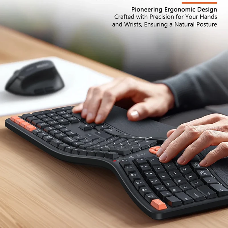 Ergonomic Key Mouse Suit 2.4G Wireless Bluetooth Dual-Mode Connection with Palm Tray Office 2400 DPI Vertical Ergonomic Mouse