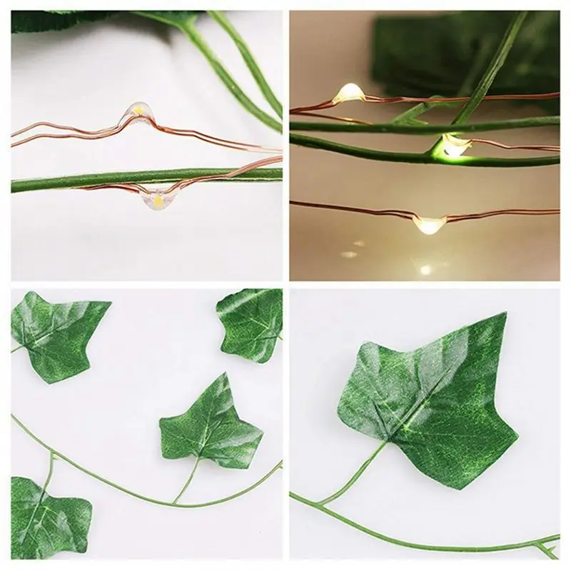 SHGO Solar Fairy Lights, 2 Pack 32.8Ft Ivy Vines String Lights with 100 Warm White LEDs, for Garden Patio Yard, Waterproof