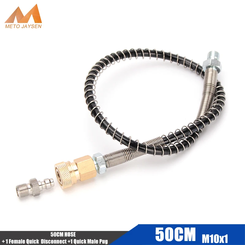 

50cm High-Pressure Nylon Hose with M10x1 Thread Quick Connect Couplings 40Mpa PCP Pneumatics Air Refilling with Spring Wrapped