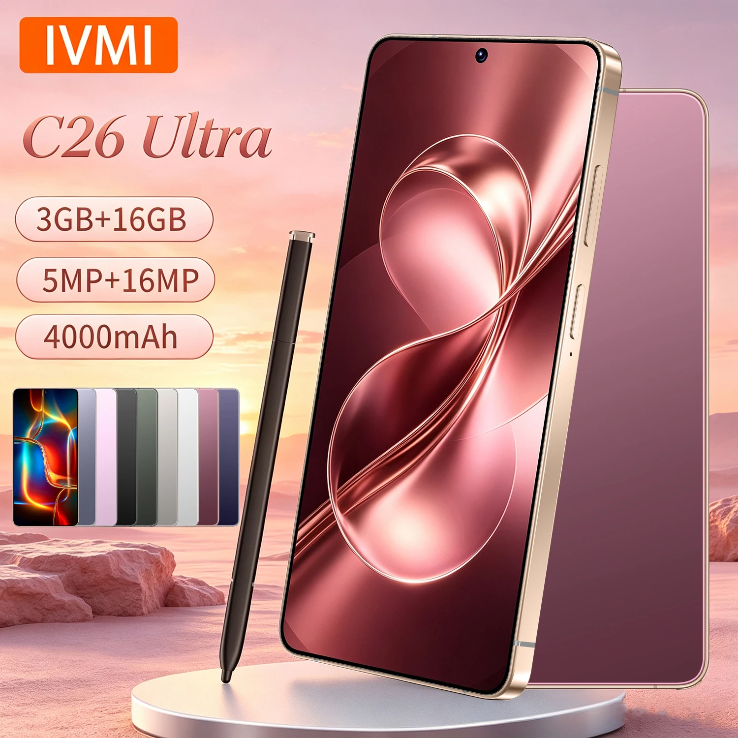 IVMI Global Vision C26 Ultra Smartphone 4G Network Android 3GB+16GB Dual SIM Google Play Store 6.9'' Face ID Mobile Phones
