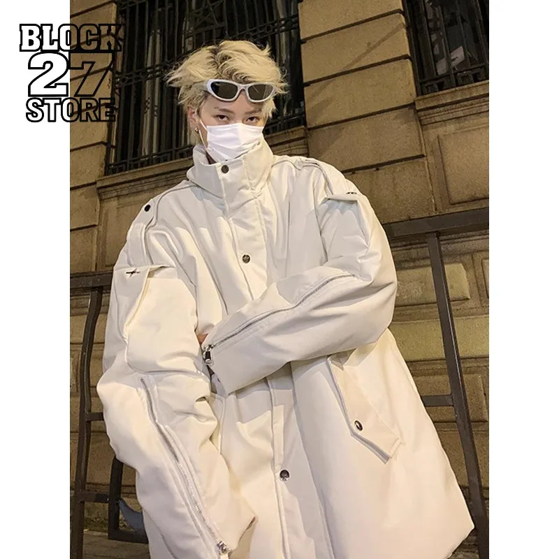 

Harajuku Autumn Winter Thick Padded Cotton Jacket Men Warm Casual Sport Style Bread Coat Trendy Loose Fashion Outerwear Season
