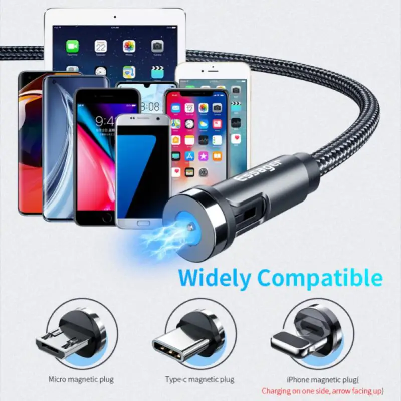 2M Magnetic Micro USB C Type C Cable 540 Rotate Magnetic Quick Charging Cable Android Mobile Phone Cable Wire Charger