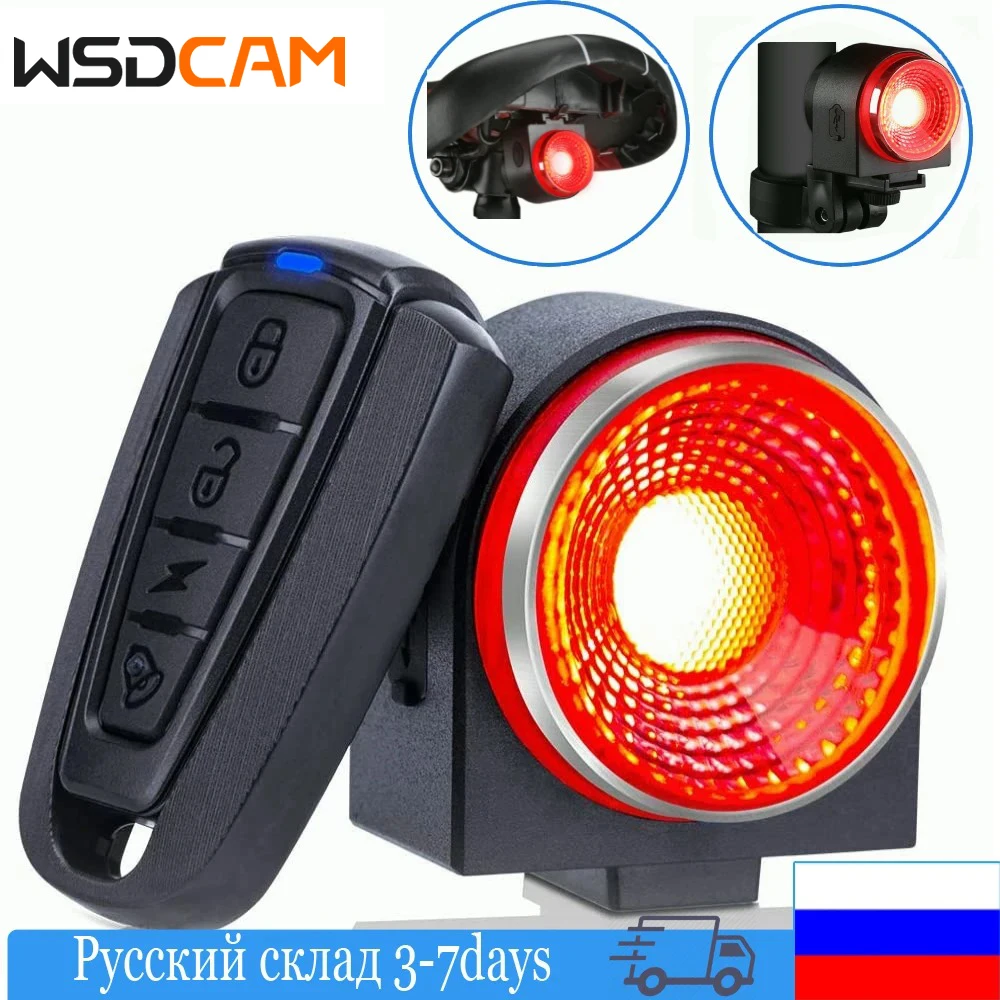 Wsdcam Bicycle Tail Lights115dB Bike Alarm USB Rechargeable Brake Sensing Rear Lights for Road Cycling Bikes IP65 Waterproof