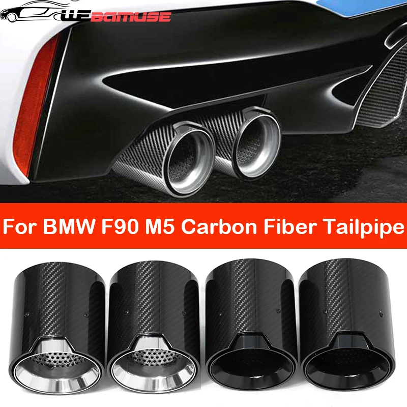 For BMW M5 F90 Exhaust Modified MP Carbon Fiber Stainless Steel Black Tailpipe Silencer Original Replacement Installation