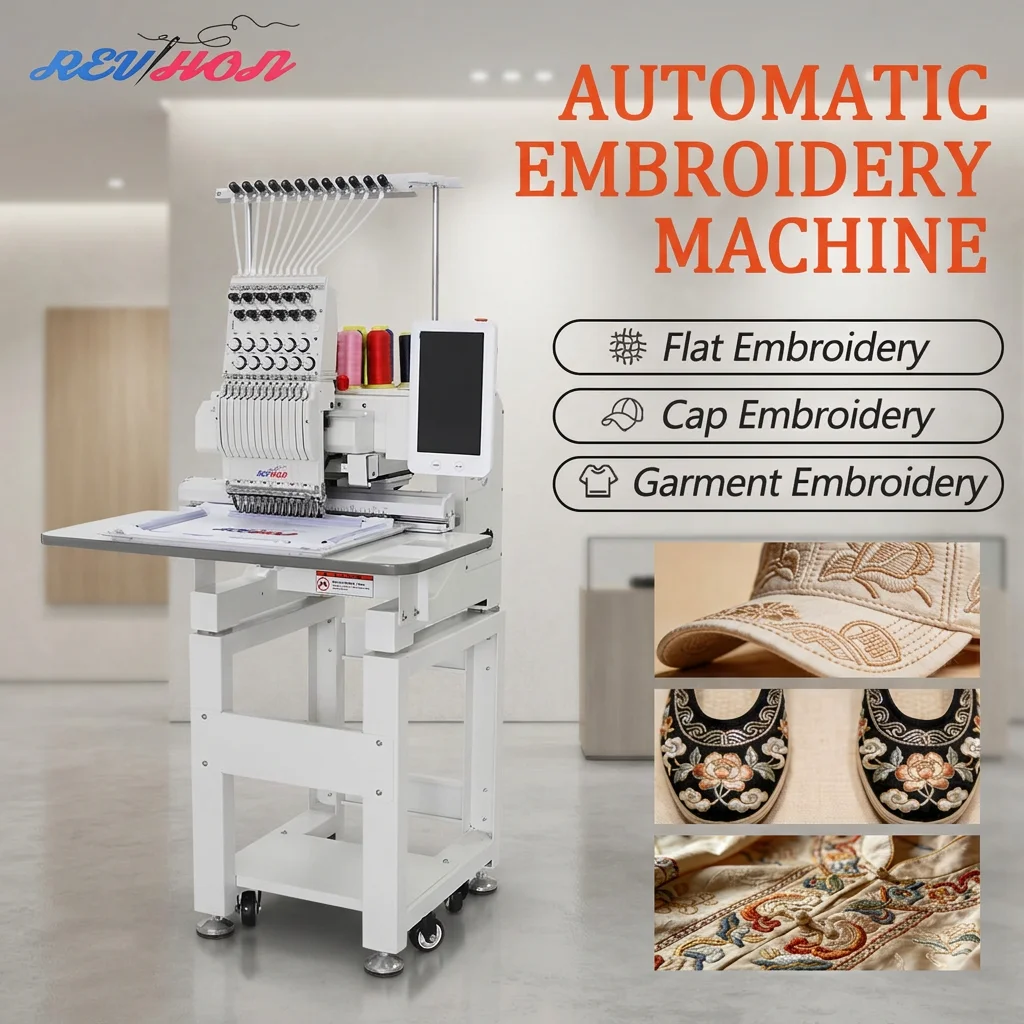 Revhon Multi Needle 1 Head Embroidery Machine Hat t Shirt Small Size Computer Embroidery Machine