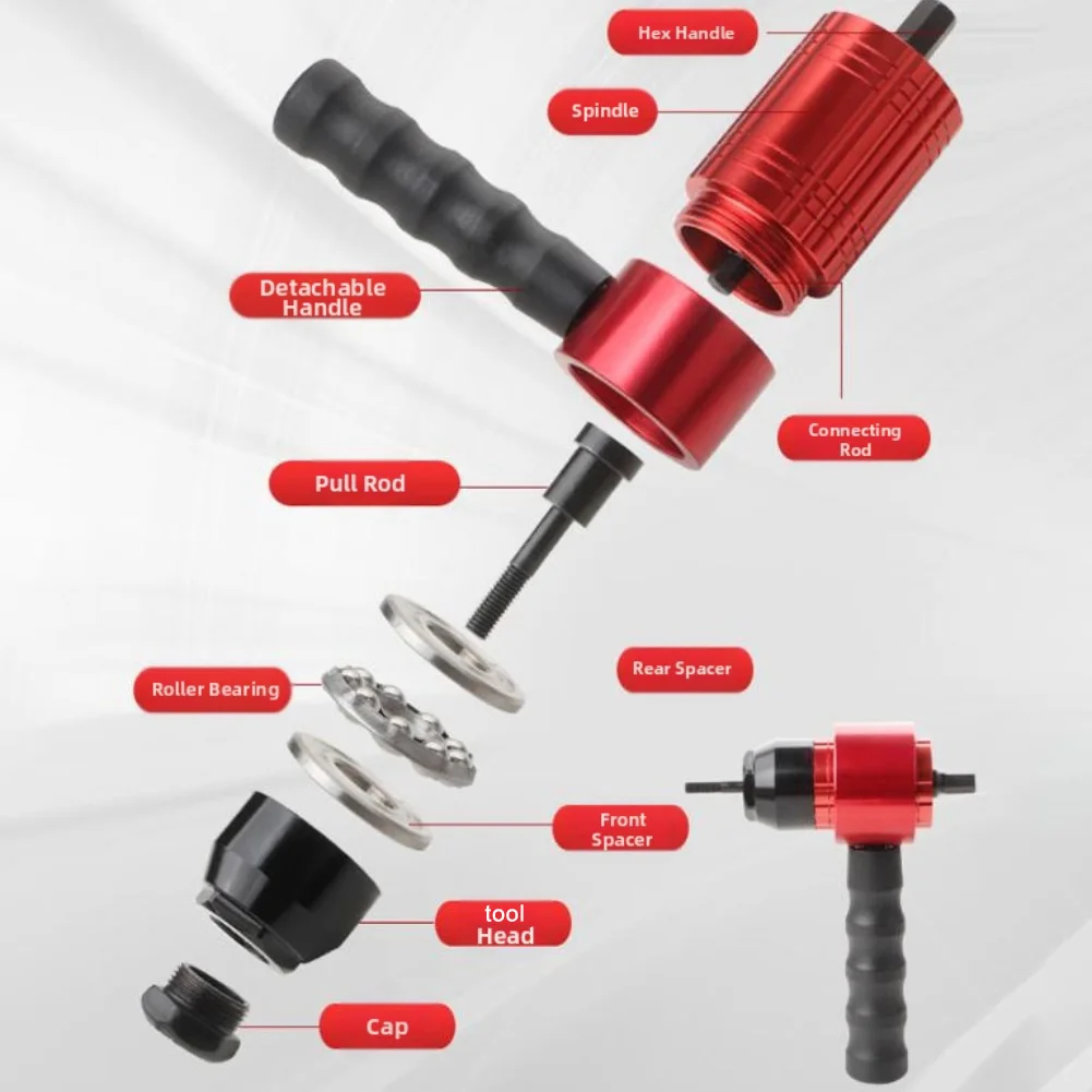 5Pcs Electric Rivet Nut Adapter Kit For Cordless Drill Aluminum Alloy Riveting Insert Tool Hardware Accessories