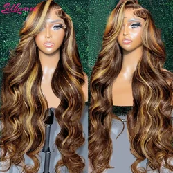 Blonde Highlight Body Wave Lace Front Human Hair Wig HD 13X4 13x6 Lace Frontal Human Hair Wigs For Women Hightlight 4/27 Wig