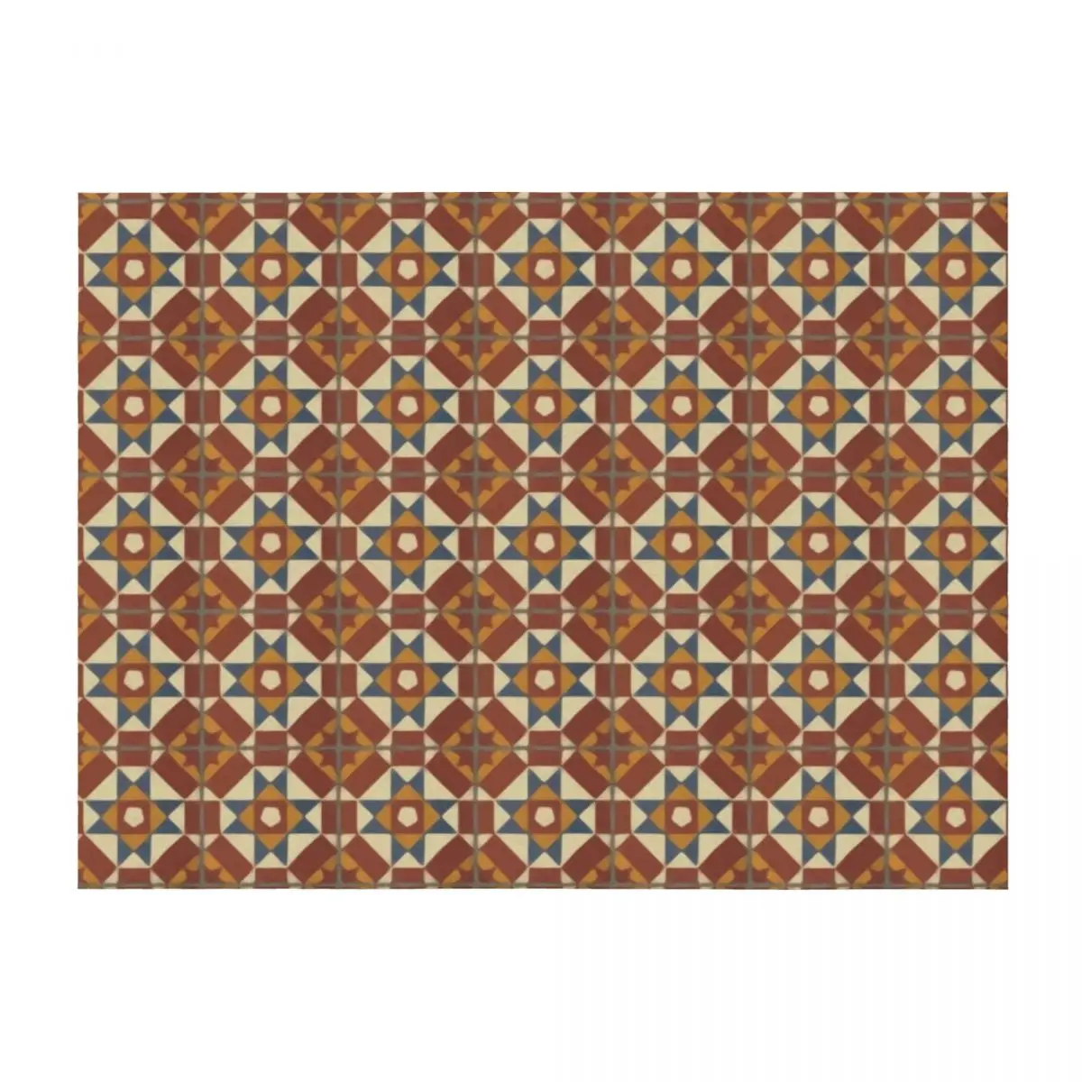 

Floor Series: Peranakan Tiles 1 Throw Blanket Sofa Throw Flannel Fabric bed plaid Luxury St Blankets