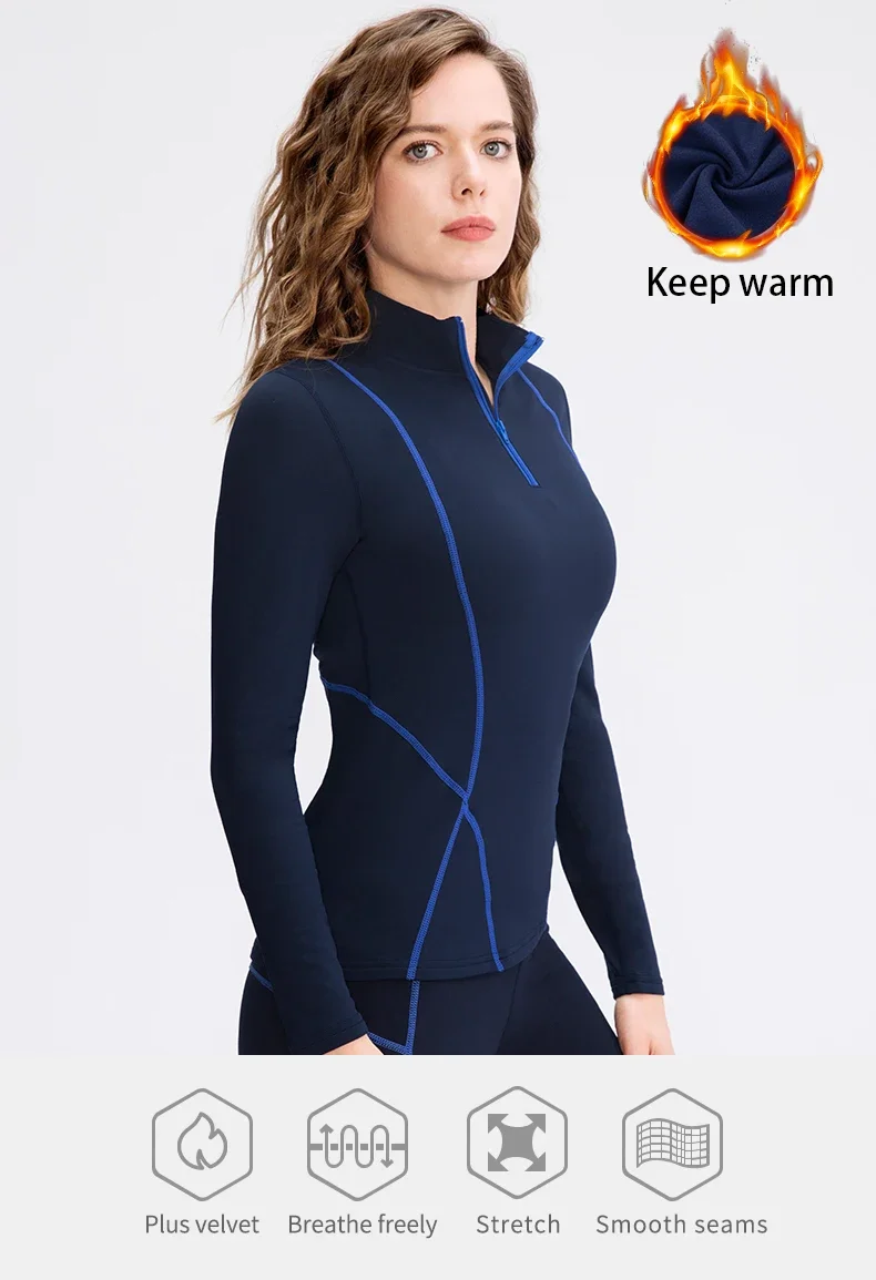 Women's Long Sleeve Yoga Top Gym Top Sports Wear Women's push-up Running top Warm high stretch gym clothes shirt