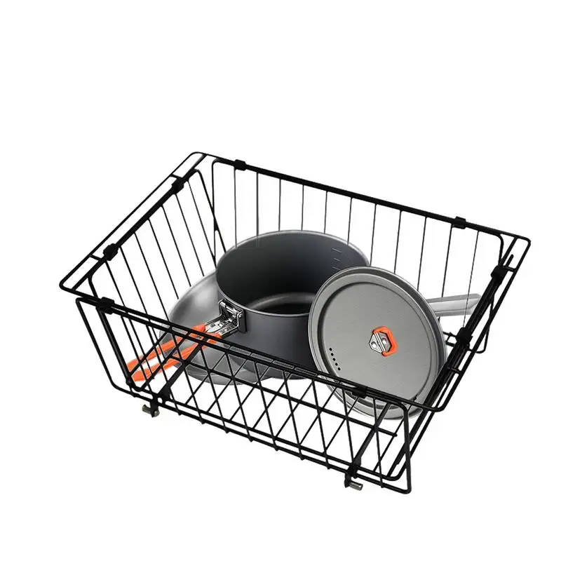 Folding Wire Basket Stainless Steel Wire Storage Basket Space-Saving Basket Organizer For Kitchen Bathroom Workplace Camping