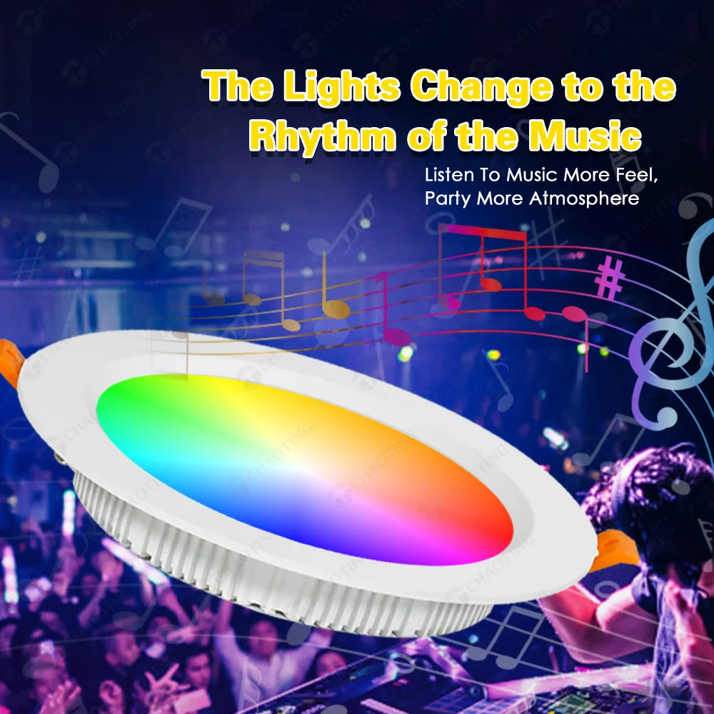 Music Sync Compatible With Alexa Google Assistant LED Recessed Bluetooth Smart Intelligent Dimmable Recessed RGB Downlight