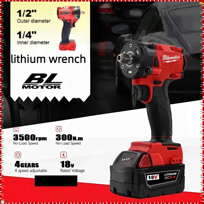 

Milwaukee Brushless Impact Driver 1/2 Brushless Impact Drill Car Truck Repair Screwdriver Tools Comes Tool For 18V Battery