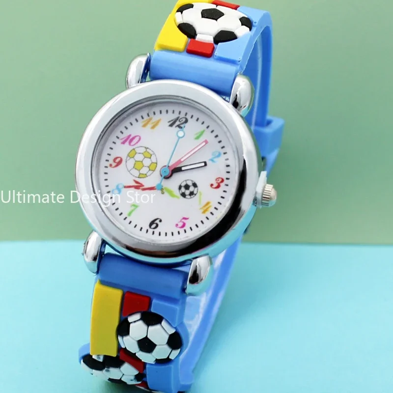 Nieuwe Mode Kleur Cartoon Voetbal Studenten Kinderen Kijken Quartz Horloge Sport Polshorloge Kids Cadeau