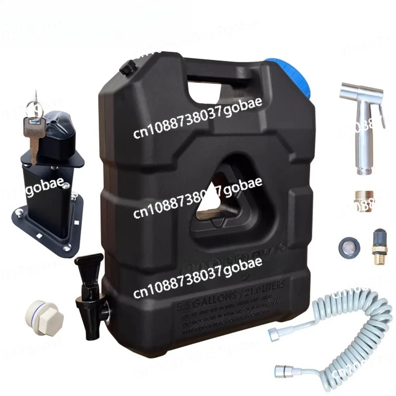 

Thickened black 21 liters outdoor camping car with faucet large capacity food grade drinking water storage tank