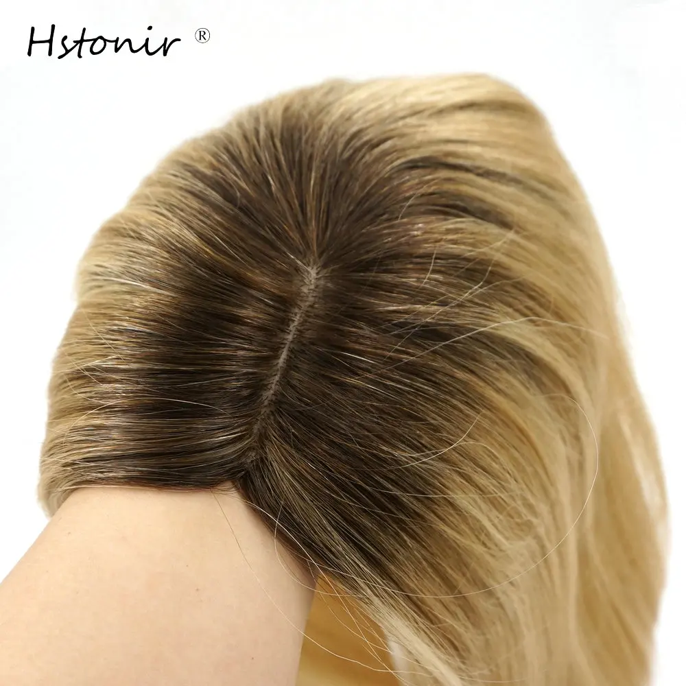 Hstonir Women Hair Topper Clip In Human Wig Natural Hair Wig 100% European Remy Hair for Lady Hairpiece Hair Pads TP26