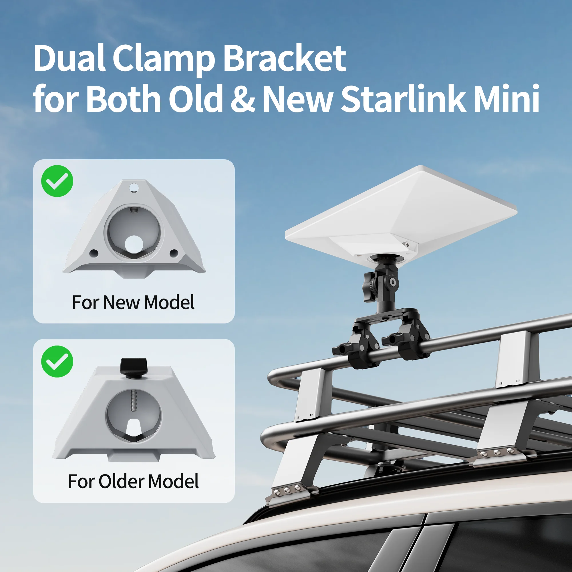 2026 Starlink Mini Clamp Mount RV Ladder Mount for Car/Yart Roof Rack Compatible with 2025/2024 Starlink Mini Pole Camper Mount