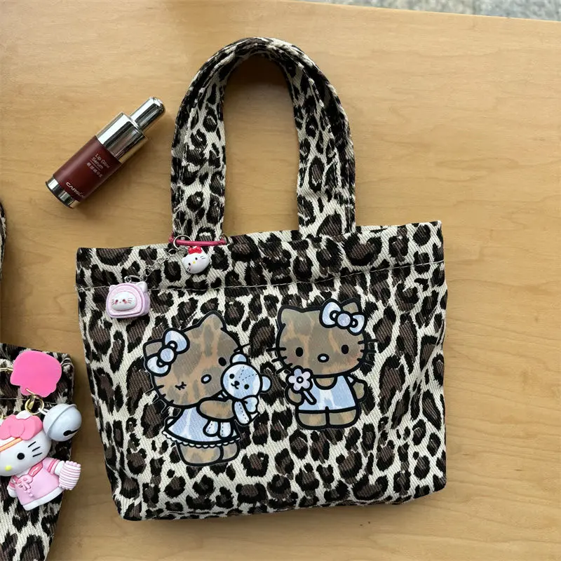 Sac à main Hello Kitty Mininstants Anime Print pour filles, sac à provisions rétro avec fermeture éclair, sac de rangement Bento portable en toile de dessin animé, cadeau Y2K, nouveau