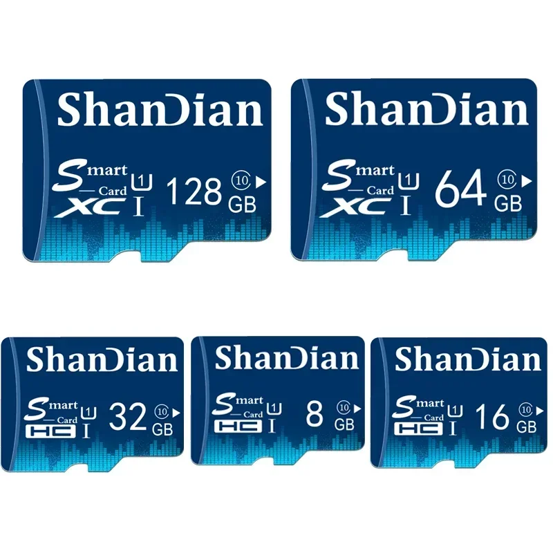 SHANDIAN-Carte mémoire haute vitesse, 8 Go 16 Go 32 Go 64 Go Micro TF/SD, 128 Go, pour smartphone/tablette