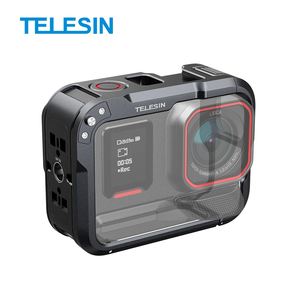 

TELESIN Aluminum Alloy Protective Frame Case with Dual Cold Shoe Adapter for Insta360 Acepro Acepro2 Rabbit Cage Set Metal Shell