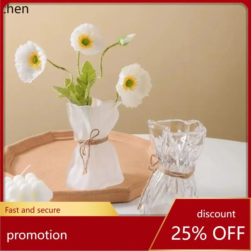 YFY Vase aus dickem Glas - minimalistischer transparenter Hydrokultur-Blumenhalter - einzigartige Wohnzimmer-Grünpflanzen-Dekoration