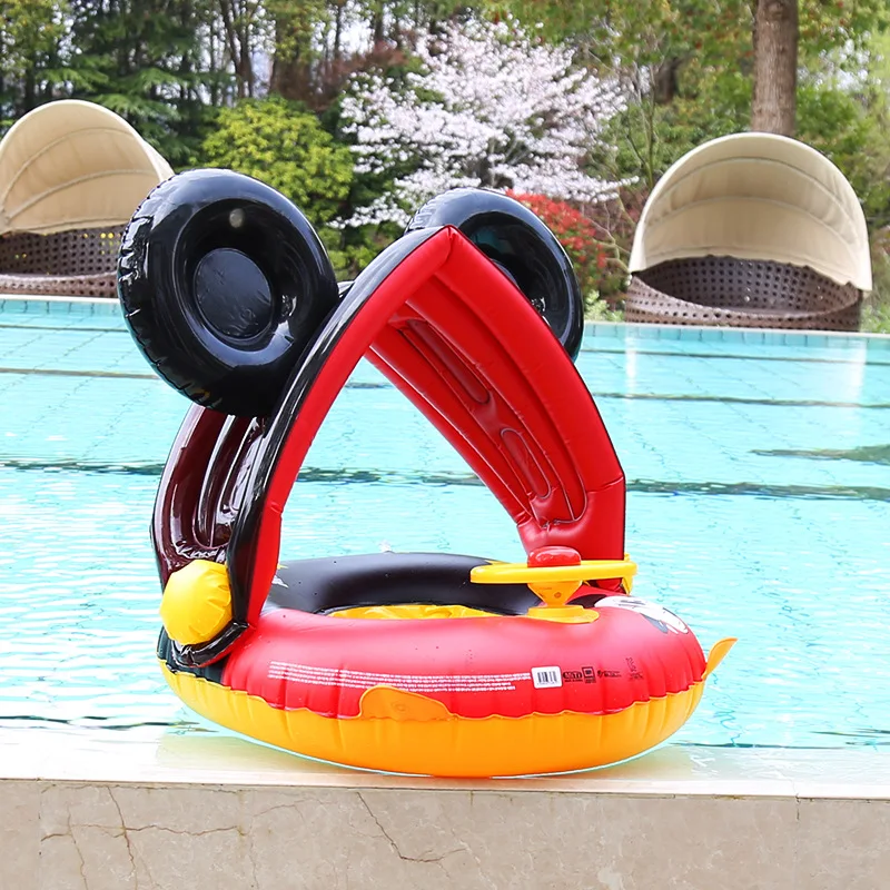 

Swimming Ring Float Buoy For Baby Inflatable Raft Ring Cartoon Summer Awning 1-4y Wheel Pool Steering Toy Assisted Swimming