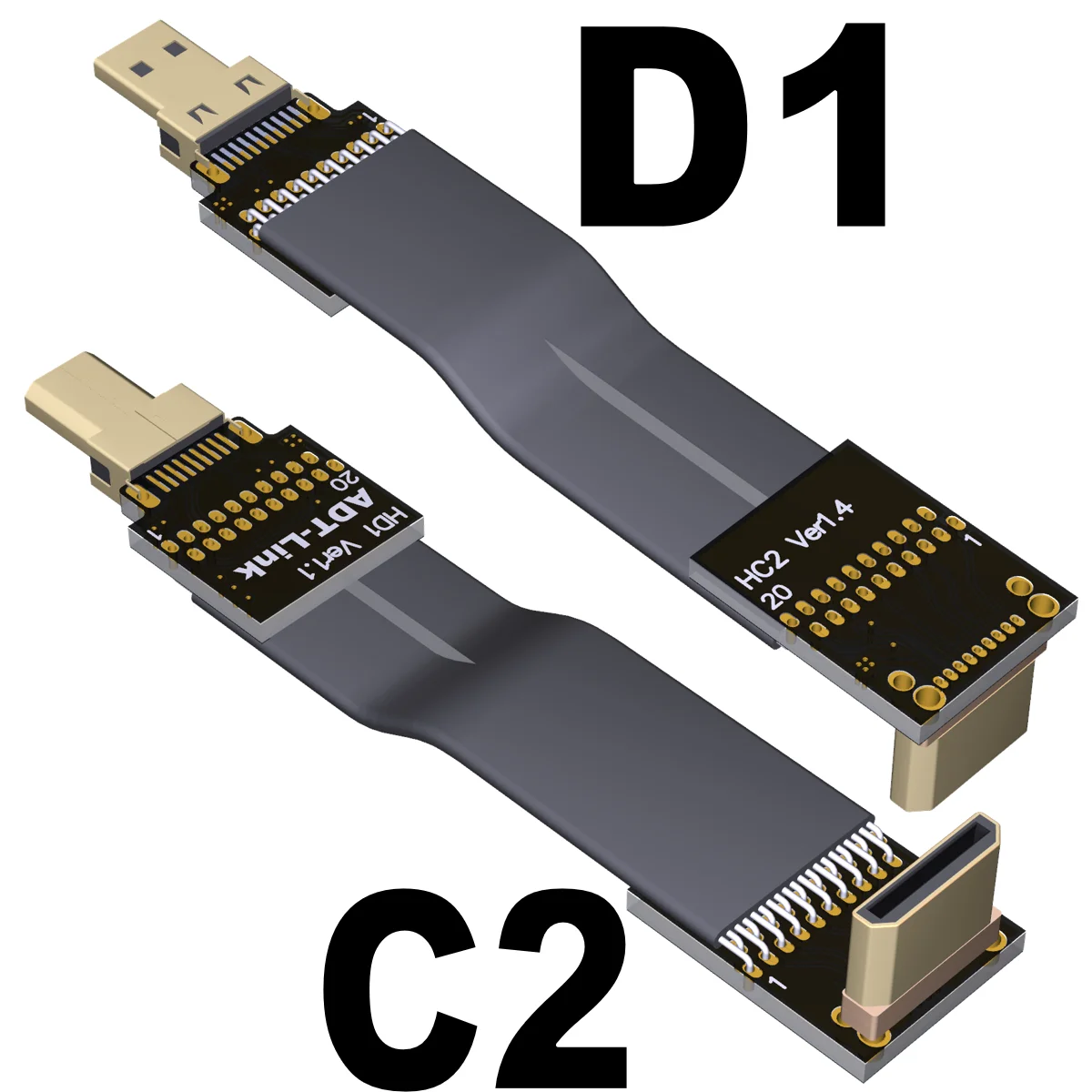 ADT mini mini HDMI compatibile maschio a micro micro cavo adattatore per fotocamera aerea gomito 90 gradi ultra leggero piatto sottile